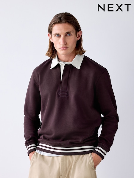 بنفسجي برقوقي - Regular Rugby Polo Sweatshirt