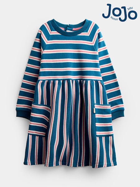 Blue Stripe - Jojo Maman Bébé Long Sleeve Jersey Dress