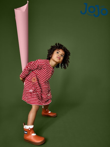 Rust Orange Mushroom - Jojo Maman Bébé Chain Stitch Jersey Dress