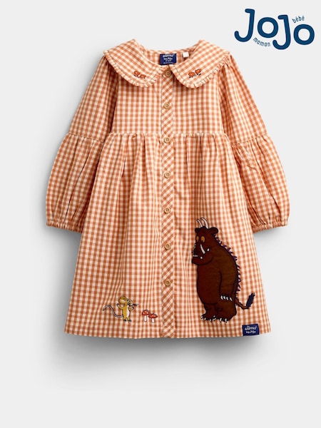 Rust Orange Gingham - Jojo Maman Bébé The Gruffalo Button Through Dress