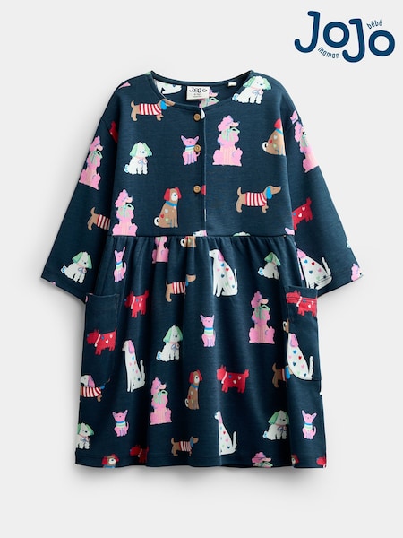 Navy Blue Dog - Jojo Maman Bébé Print Button Front Dress