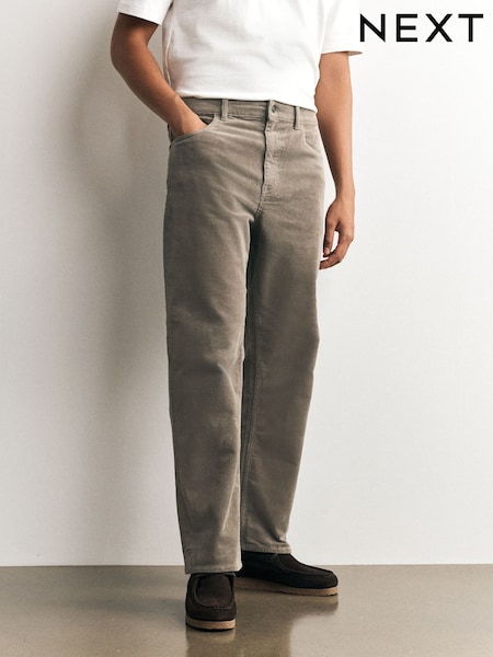 صخري - Straight Fit Corduroy Trousers