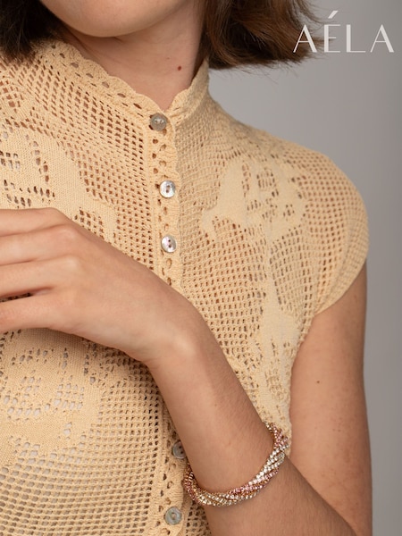 Rosa - Rhinestone Stretch Twist Bracelet