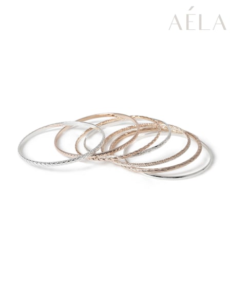 Gold Tone - Aela Gold Tone Mixed Metal Bangle Pack