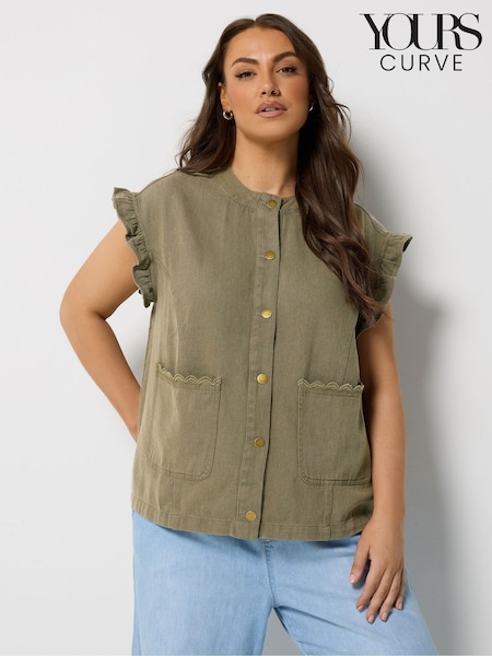 Green - Yours Curve Crochet Edge Waistcoat