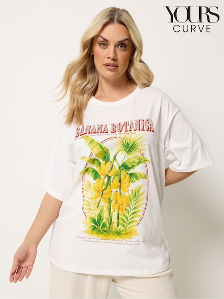 White - Yours Curve Placement Relaxed T-shirt