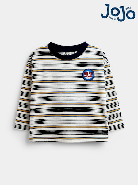 Natural Varsity - Jojo Maman Bébé Badge Striped Top