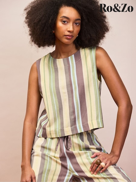 Vert - Ro&zo Stripe Shell Top With Linen