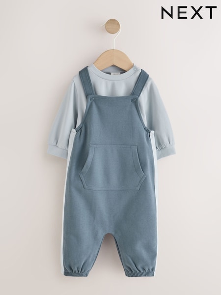 Blue - Jersey Dungarees And Bodysuit Baby Set (0mths-2yrs)