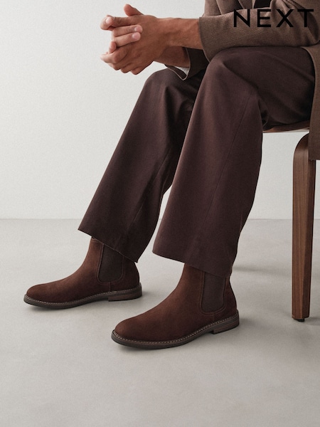 Brun - Regular Suedette Chelsea Boots