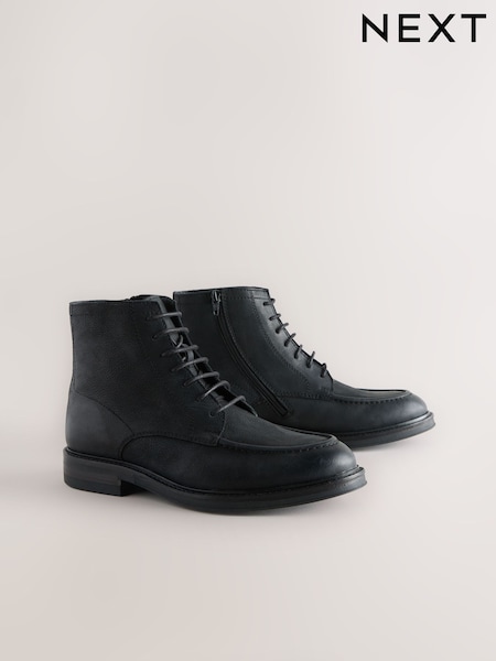 Black - Regular Leather Apron Boots