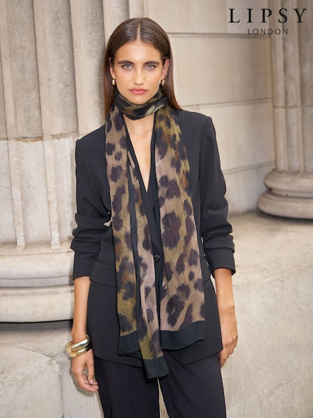 Brown Leopard Print - Lipsy Lightweight Printed Scarf