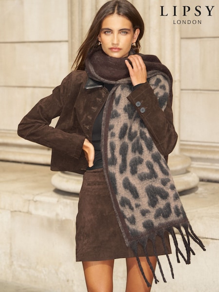 Estampado de leopardo - Bufanda de tejido cepillado de Lipsy 