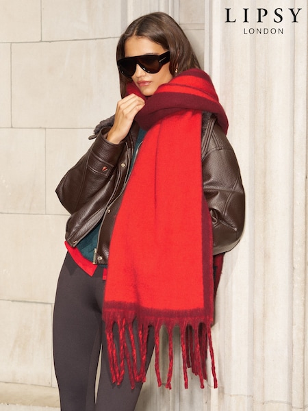 Red - Lipsy Reversible Brushed Scarf