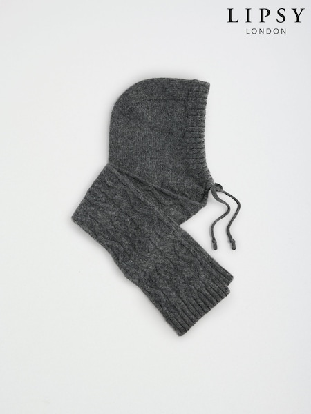 Gris oscuro - Lipsy Cable Knit Hooded Scarf
