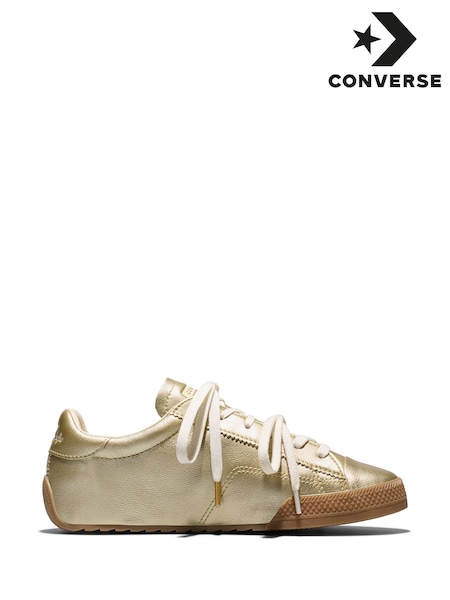 Hvit - Converse Chuck Taylor Low Metallic Leather Trainers
