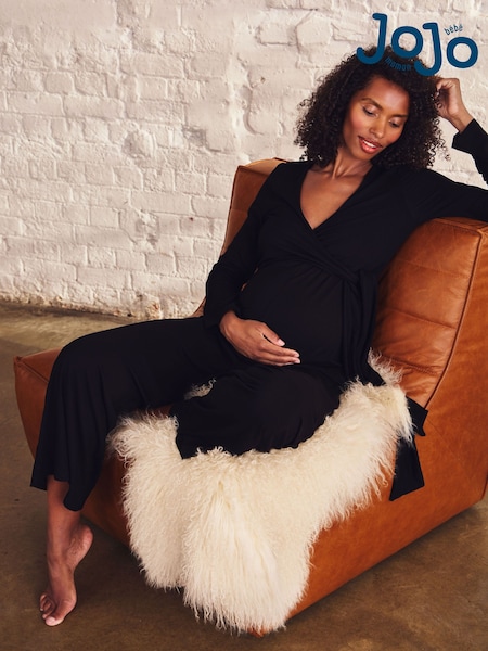 Black - Jojo Maman Bébé Jersey Wrap Maternity Jumpsuit