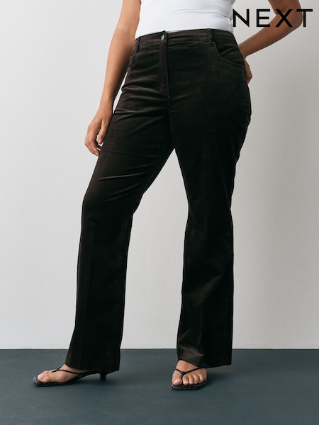 巧克力棕色 - Hourglass Cord Bootcut Trousers With Modal