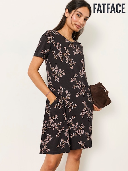 Vintage floral, Schwarz - Fatface Floral Jersey Dress