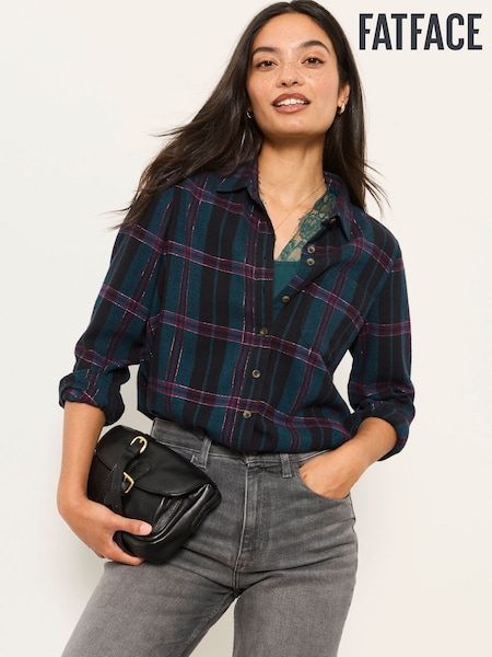 NAVY - Fatface Check Shirt