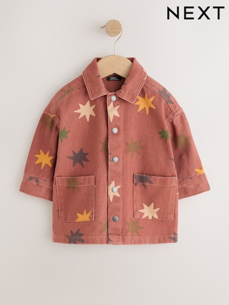 Rust Brown All Over Print Stars - Twill Printed Overshirt (3mths-7yrs)