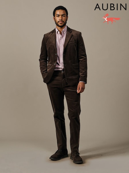 Brown - Regular Aubin Marlborough Cord Suit Trousers
