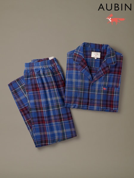 Blue - Regular Aubin Aberford Flannel Pyjamas Set