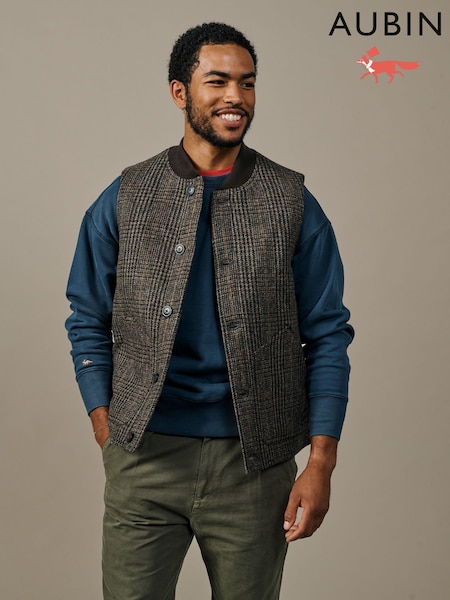 Grey - Regular Aubin Grey Humby Wool Gilet