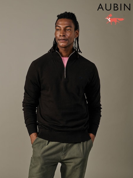 Brown - Regular Aubin Brown Bonby Zip Neck Jumper
