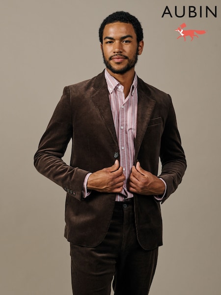 Brown - Regular Aubin Marlborough Cord Suit Blazer