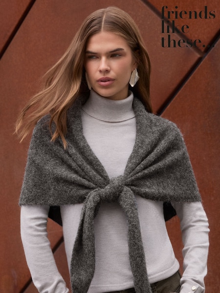 Grey - Friends Like These Oversized Brushed Triangle Scarf