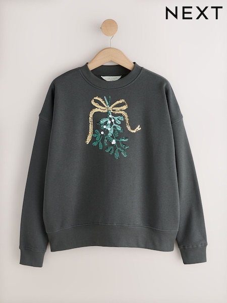 Charcoal Grey - Mistletoe Christmas Sweatshirt