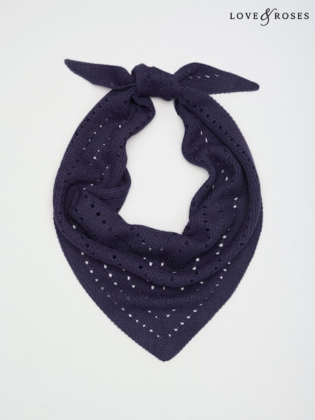 Marineblau - Love & Roses Cut Out Triangle Scarf