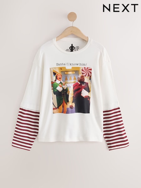 Ecru - Relaxed Fit Layered Long Sleeve T-shirt