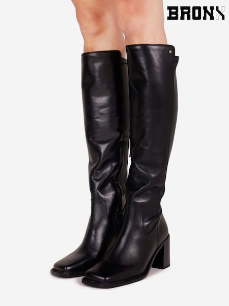 黑色 - Bronx Corfu Peep-toe Heeled Knee Boots
