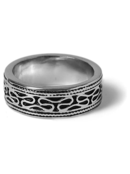 Silver Tone - Regular Dck Mens Silver Tone Swirl Band Ring