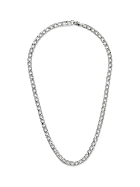 Silver Tone - Regular Dck Mens Silver Tone Textured Curb Chain Necklace