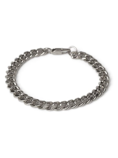 Silver Tone - Regular Dck Mens Silver Tone Stainless Steel Curb Chain Bracelet