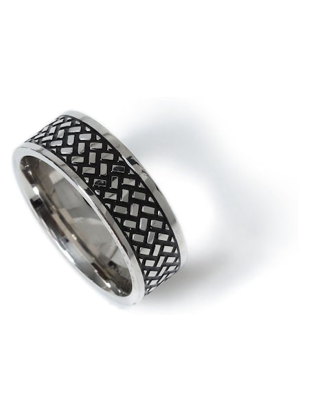 Silver - Regular Dck Mens Silver Stainless Steel Plait Ring