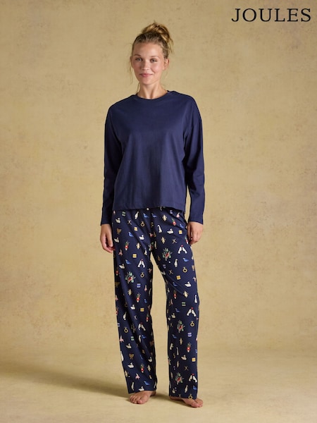 Bleu marine 12 jours de Noël - Ensemble de pyjama Joules Lyla en jersey de coton à manches longues