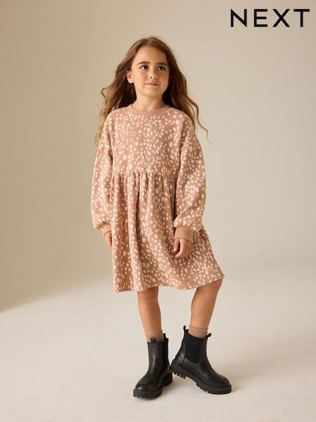 Neutural Animal Bambi - Cosy Rib Jumper Dress (3-16yrs)