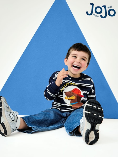 Navy Blue Skater Dog - Jojo Maman Bébé Appliqué Sweatshirt