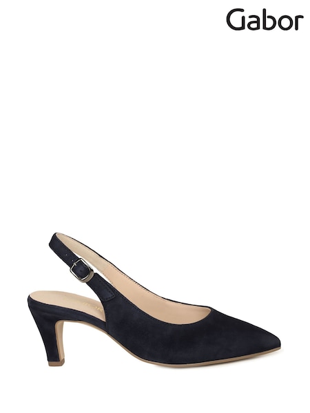 Dark Blue Suede - Gabor Lazona Slingback Court Shoes