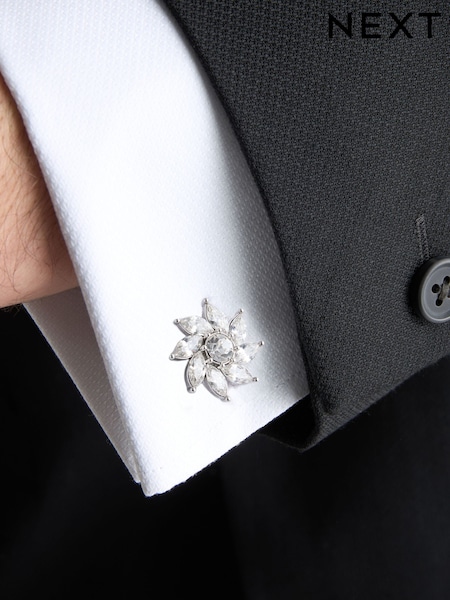 Sudraba tonis - Regular Diamante Cufflinks