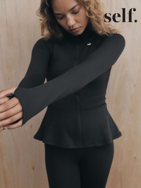 Qara - Self. Peplum Techinal Jacket With Full Zip