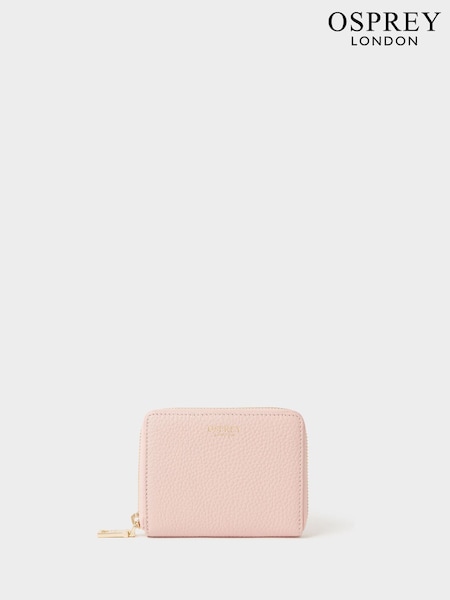 Pink - Osprey London The Core Small Leather Zip Around Purse