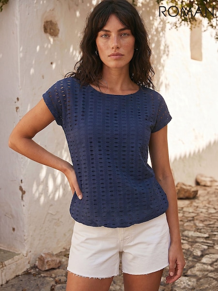 Blå - Roman Cut Out Stretch Topp
