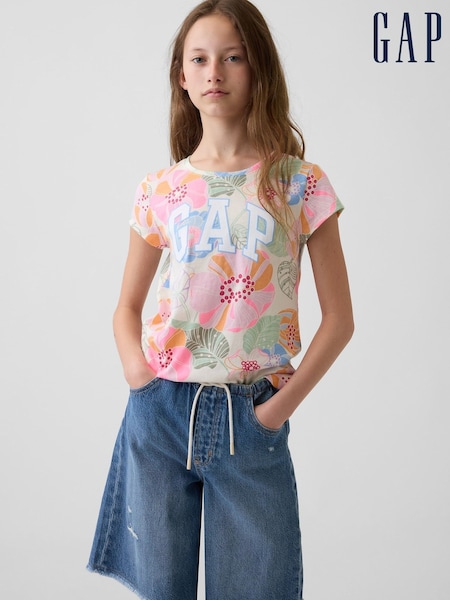 Bright Floral - Gap Short Sleeve Logo T-shirt (4-13yrs) (4-13yrs)