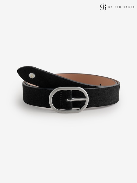 Black - B By Ted Baker Suede Oval Buckle Belt