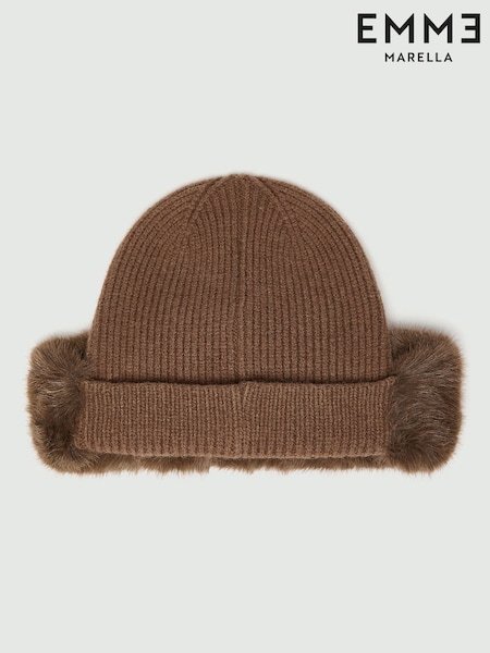 Brown - Emme By Marella Oliveto Fluffy Hat